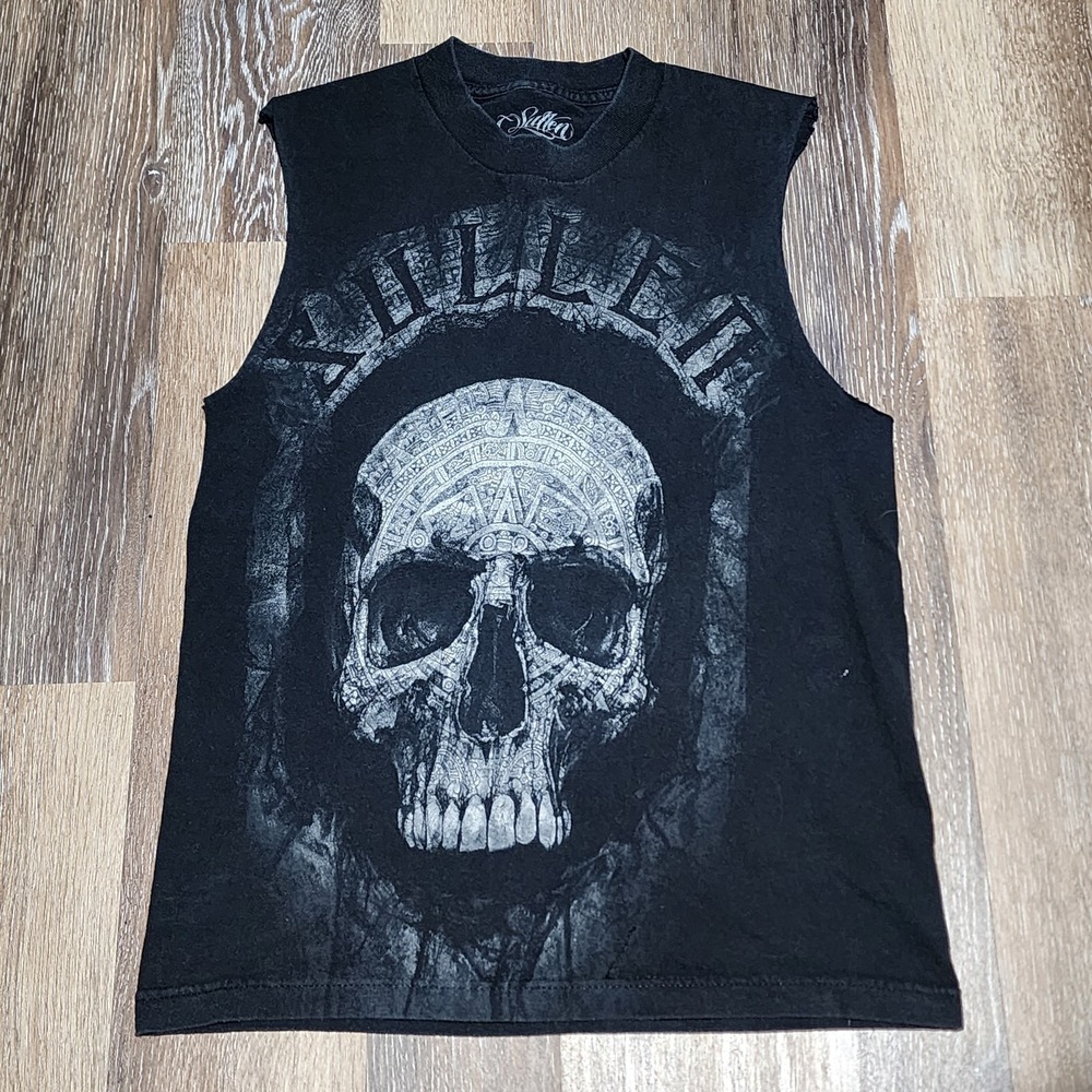 Sullen Men's Graphic Sleeveless T-shirt Tank Top Skull Logo Spellout Size Small